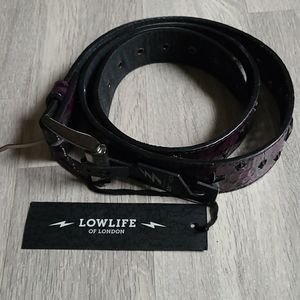 Lowlife Star Studded Purple Snakeskin Belt